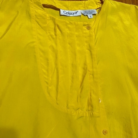 Vintage 90s Boxy Button With Pleated Front Shirt Cassant Size 6  Pure Silk - Picture 3 of 9